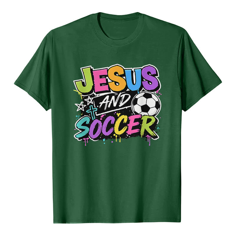Christianartworkshop T-shirt premium style graffiti Jésus et football - Vert foncé - 2XL - image 4