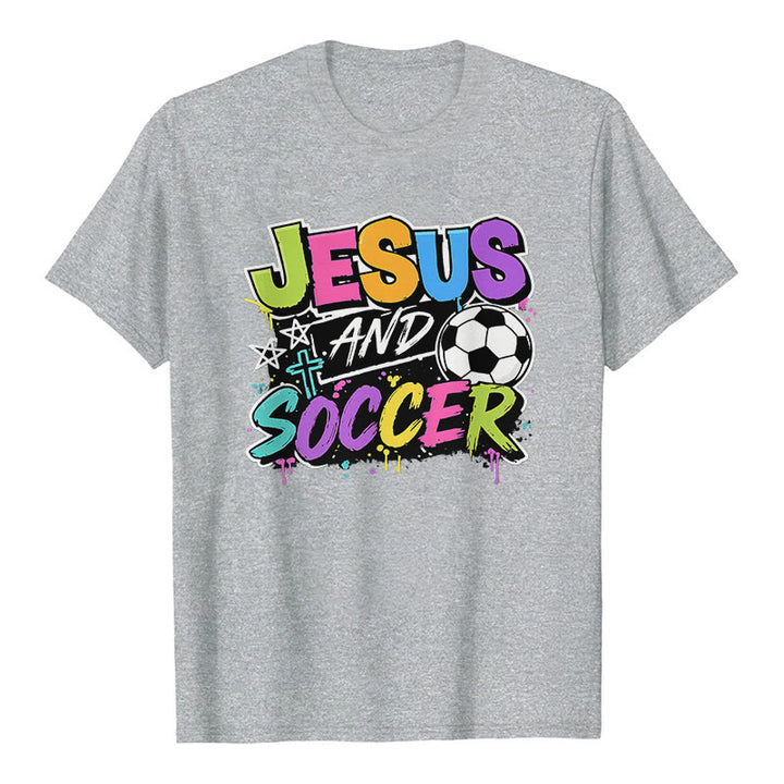 Christianartworkshop T-shirt premium style graffiti Jésus et football - Gris - 2XL - image 7