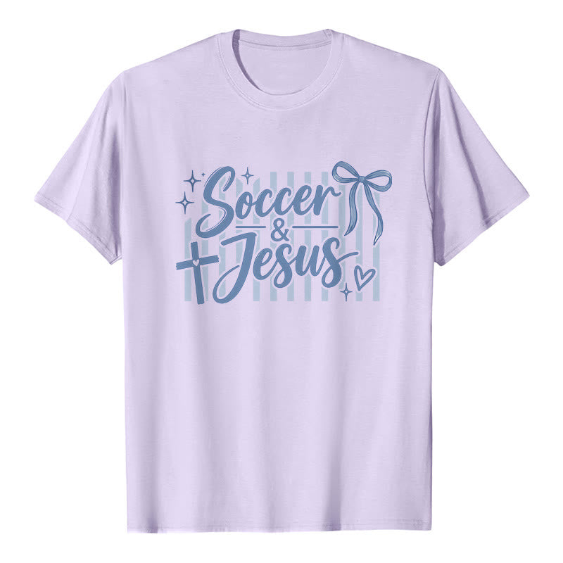 Christianartworkshop T-shirt premium style football et Jésus Coquette - Violet - 2XL - image 2