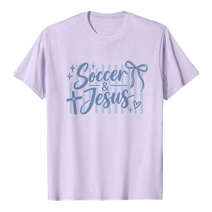 Christianartworkshop T-shirt premium style football et Jésus Coquette - Violet - 2XL - image 2