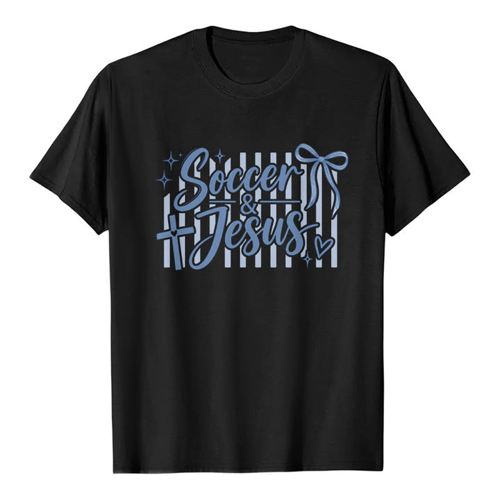 Christianartworkshop T-shirt premium style football et Jésus Coquette - Noir - 2XL - image 8