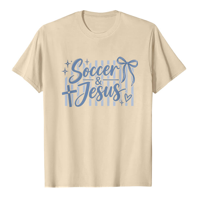 Christianartworkshop T-shirt premium style football et Jésus Coquette - Beige - 2XL - image 6