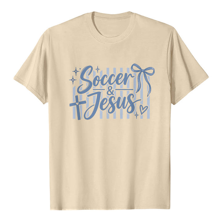 Christianartworkshop T-shirt premium style football et Jésus Coquette - Beige - 2XL - image 6