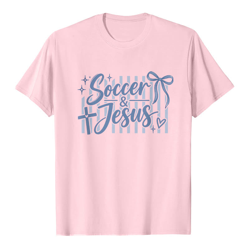 Christianartworkshop T-shirt premium style football et Jésus Coquette - Rose - 2XL - image 1