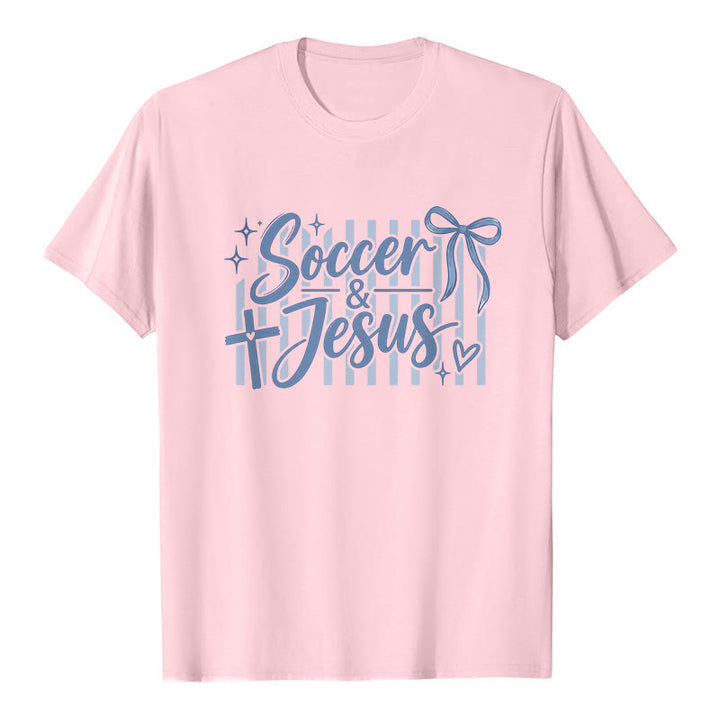 Christianartworkshop T-shirt premium style football et Jésus Coquette - Rose - 2XL - image 1