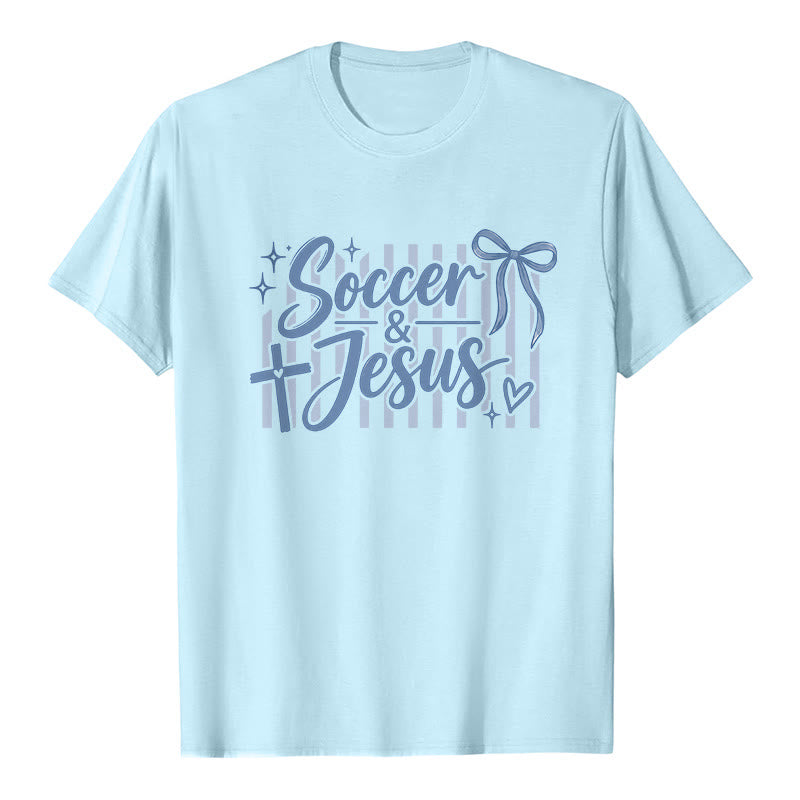 Christianartworkshop T-shirt premium style football et Jésus Coquette - Bleu - 2XL - image 5