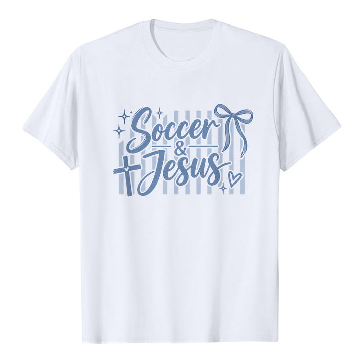 Christianartworkshop T-shirt premium style football et Jésus Coquette - Blanc - 2XL - image 0