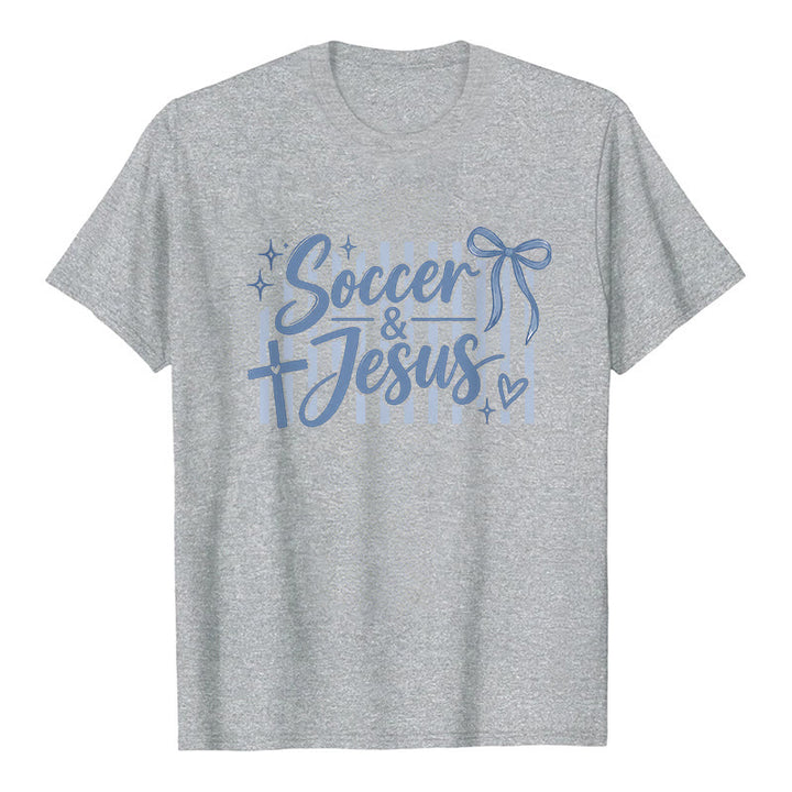 Christianartworkshop T-shirt premium style football et Jésus Coquette - Gris - 2XL - image 7
