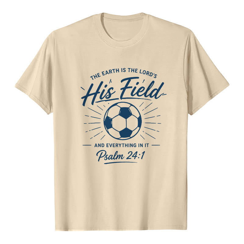 Christianartworkshop Psaume 24:1 T-shirt à manches courtes premium His Field Soccer Faith - Beige - 2XL - image 7