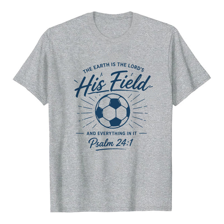 Christianartworkshop Psaume 24:1 T-shirt à manches courtes premium His Field Soccer Faith - Gris - 2XL - image 8