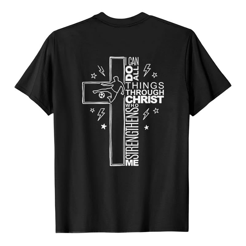 Christianartworkshop Philippiens 4:13 T-shirt à manches courtes premium avec croix de football - image 5