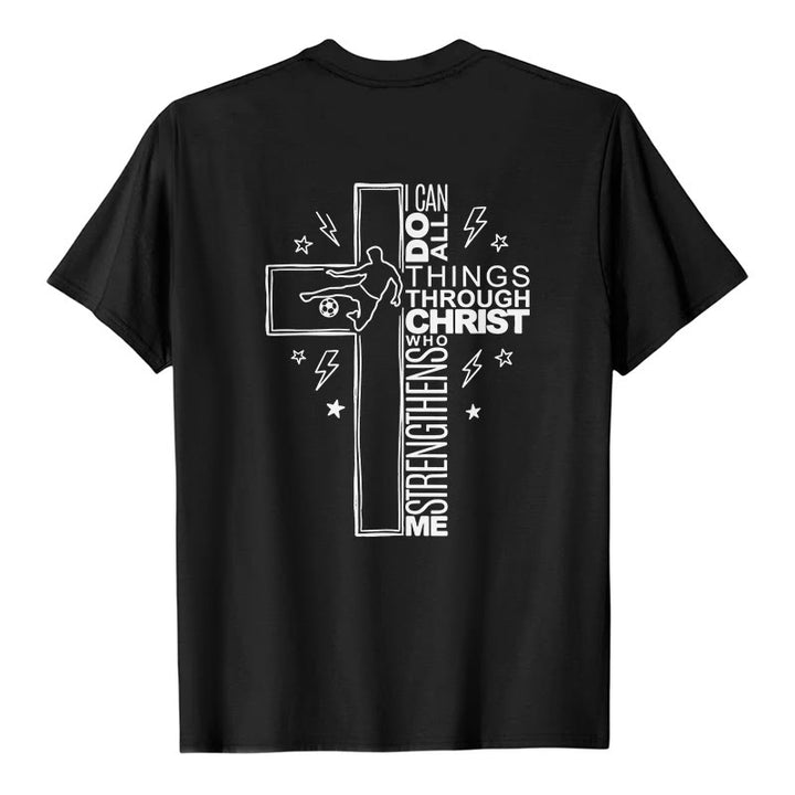 Christianartworkshop Philippiens 4:13 T-shirt à manches courtes premium avec croix de football - image 5
