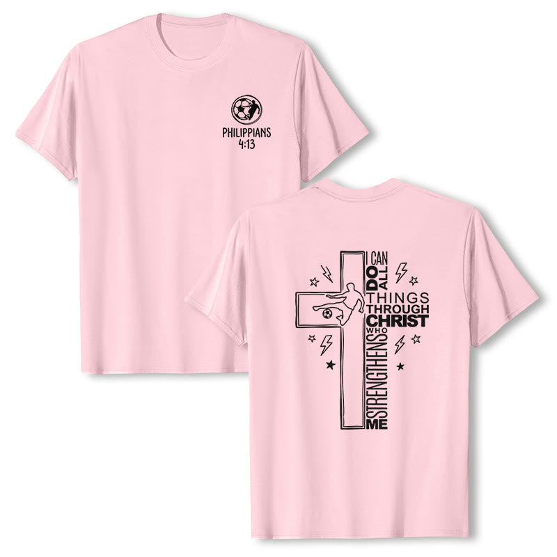 Christianartworkshop Philippiens 4:13 T-shirt à manches courtes premium avec croix de football - Rose - 2XL - image 9