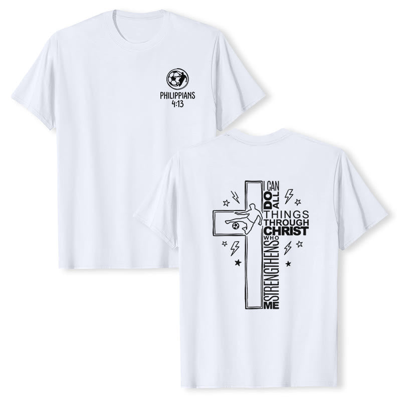 Christianartworkshop Philippiens 4:13 T-shirt à manches courtes premium avec croix de football - Blanc - 2XL - image 6