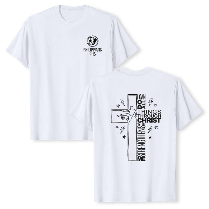 Christianartworkshop Philippiens 4:13 T-shirt à manches courtes premium avec croix de football - Blanc - 2XL - image 6