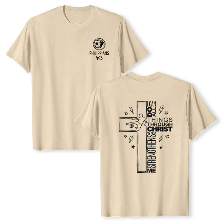 Christianartworkshop Philippiens 4:13 T-shirt à manches courtes premium avec croix de football - Beige - 2XL - image 24