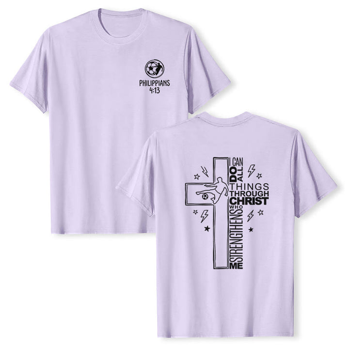 Christianartworkshop Philippiens 4:13 T-shirt à manches courtes premium avec croix de football - Violet - 2XL - image 12