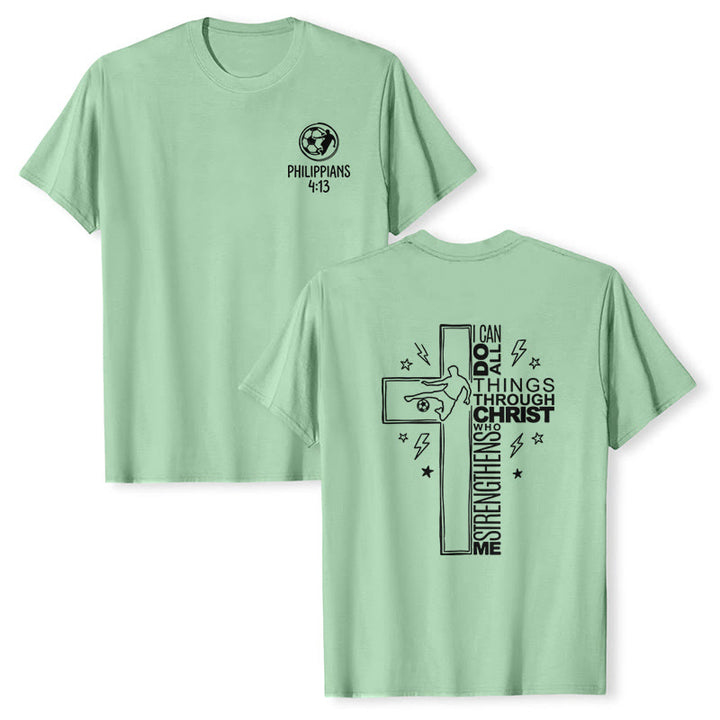 Christianartworkshop Philippiens 4:13 T-shirt à manches courtes premium avec croix de football - Vert clair - 2XL - image 15