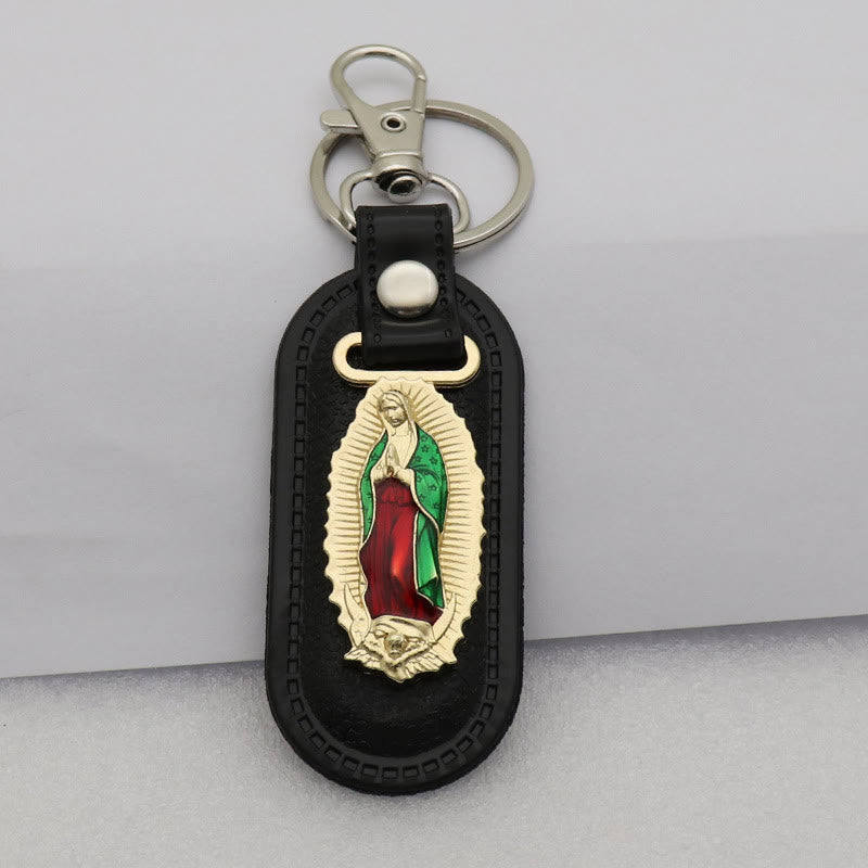 Christianartworkshop Porte-clés dévotionnel Notre-Dame de Guadalupe : Emblème de la grâce mariale et de la protection spirituelle - Robe verte et Notre-Dame - image 1