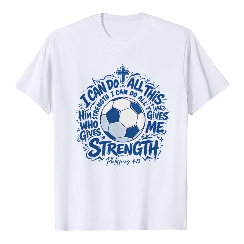 Christianartworkshop T-shirt premium « Foi et football » par celui qui me fortifie - Blanc - 2XL - image 1