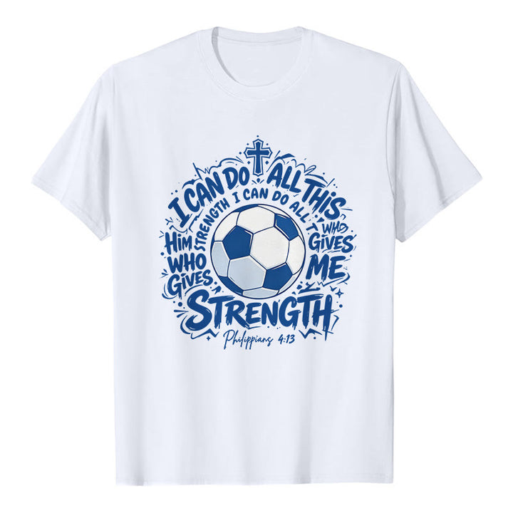 Christianartworkshop T-shirt premium « Foi et football » par celui qui me fortifie - Blanc - 2XL - image 1