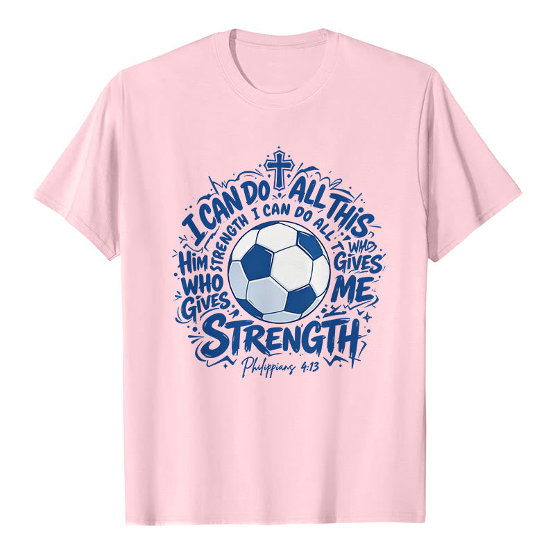 Christianartworkshop T-shirt premium « Foi et football » par celui qui me fortifie - Rose - 2XL - image 2