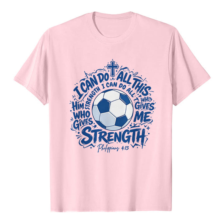 Christianartworkshop T-shirt premium « Foi et football » par celui qui me fortifie - Rose - 2XL - image 2