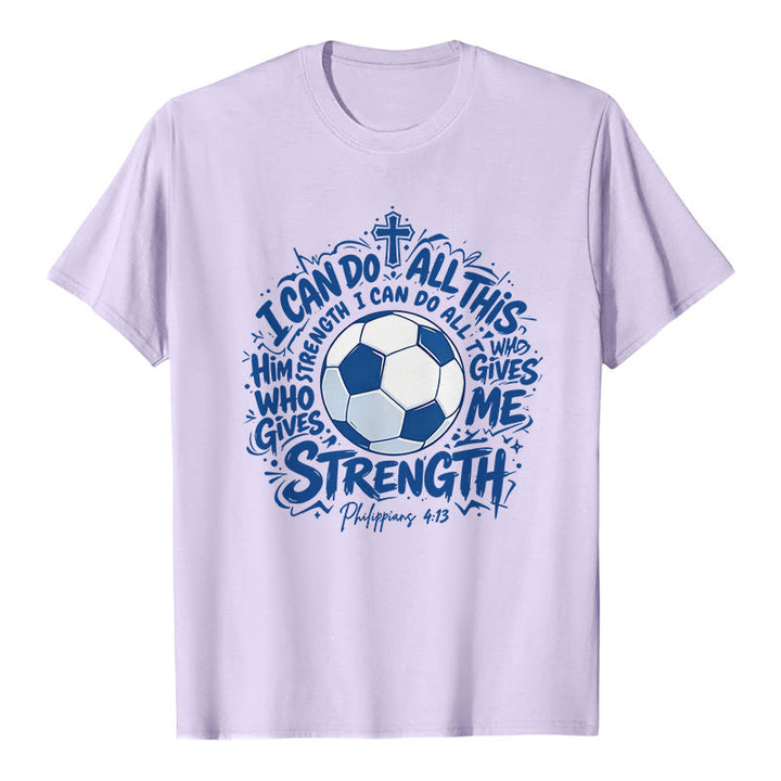 Christianartworkshop T-shirt premium « Foi et football » par celui qui me fortifie - Violet - 2XL - image 3
