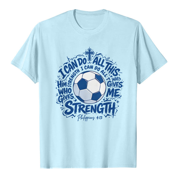 Christianartworkshop T-shirt premium « Foi et football » par celui qui me fortifie - Bleu - 2XL - image 6