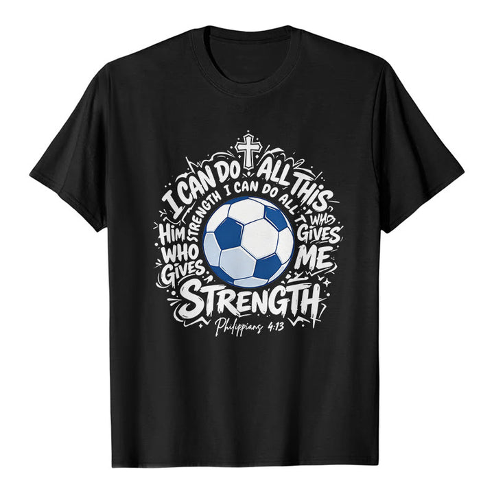 Christianartworkshop T-shirt premium « Foi et football » par celui qui me fortifie - Noir - 2XL - image 0