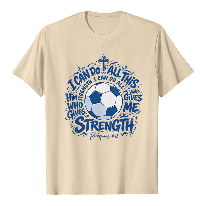 Christianartworkshop T-shirt premium « Foi et football » par celui qui me fortifie - Beige - 2XL - image 7