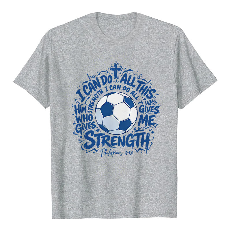 Christianartworkshop T-shirt premium « Foi et football » par celui qui me fortifie - Gris - 2XL - image 8