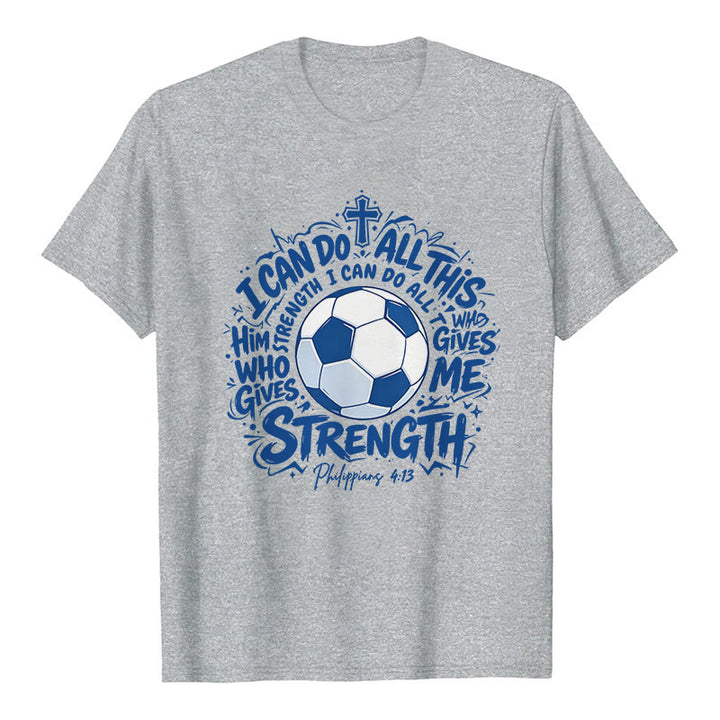 Christianartworkshop T-shirt premium « Foi et football » par celui qui me fortifie - Gris - 2XL - image 8