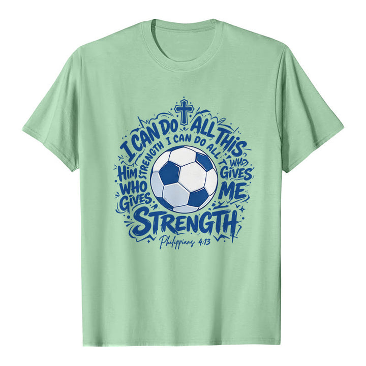 Christianartworkshop T-shirt premium « Foi et football » par celui qui me fortifie - Vert clair - 2XL - image 4