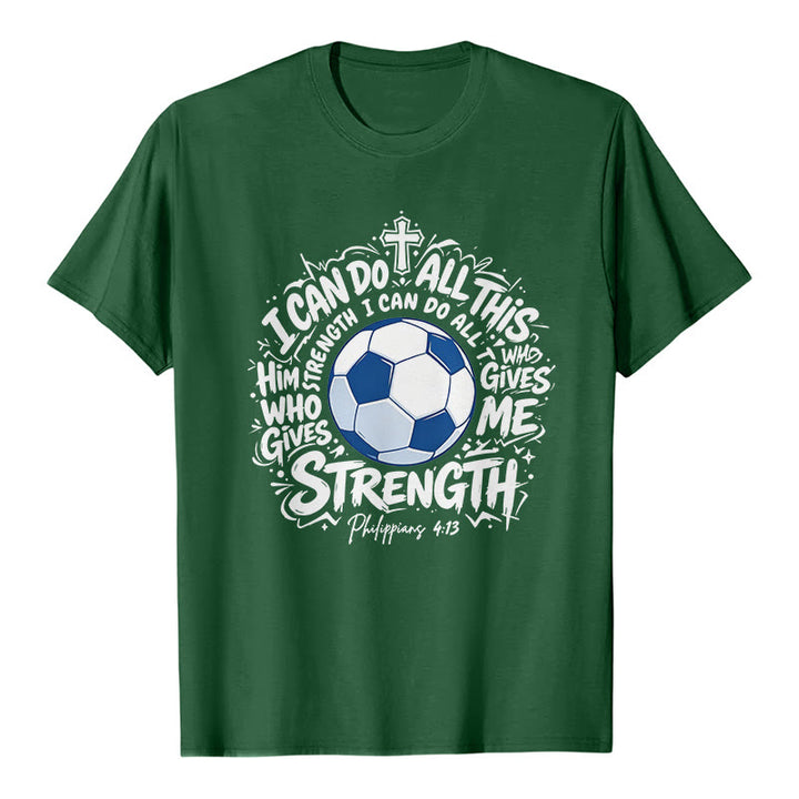 Christianartworkshop T-shirt premium « Foi et football » par celui qui me fortifie - Vert foncé - 2XL - image 5
