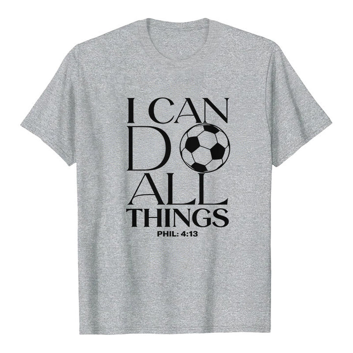 Christianartworkshop Phil 4:13 Je peux tout faire - T-shirt premium à manches courtes pour le football - Gris - 2XL - image 0