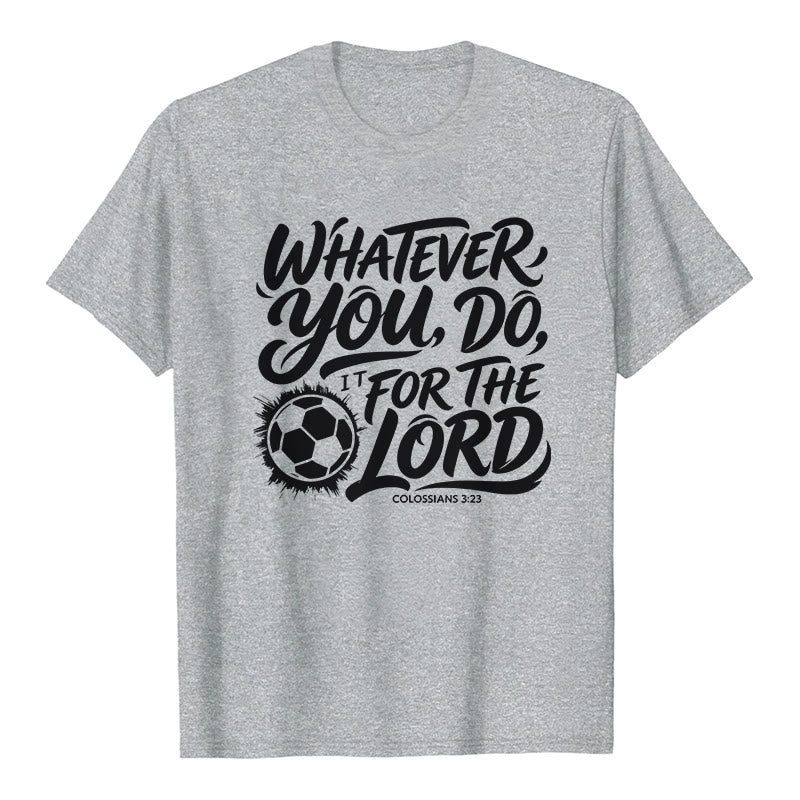 Christianartworkshop Quoi que tu fasses, fais-le pour le Seigneur - T-shirt premium avec verset de football - Gris - 2XL - image 7