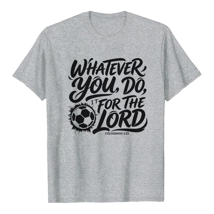 Christianartworkshop Quoi que tu fasses, fais-le pour le Seigneur - T-shirt premium avec verset de football - Gris - 2XL - image 7