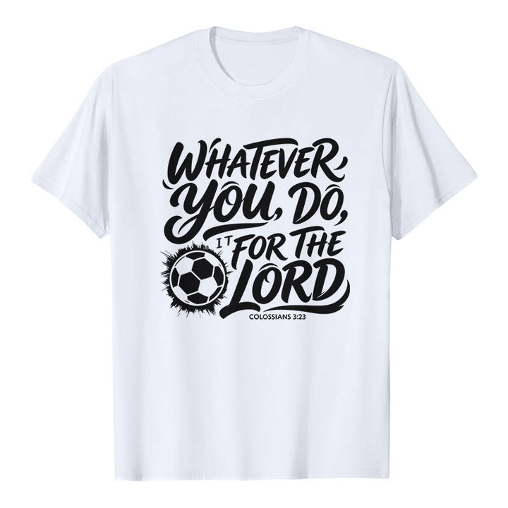 Christianartworkshop Quoi que tu fasses, fais-le pour le Seigneur - T-shirt premium avec verset de football - Blanc - 2XL - image 0