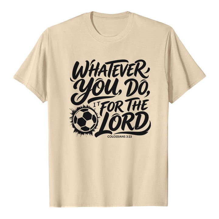 Christianartworkshop Quoi que tu fasses, fais-le pour le Seigneur - T-shirt premium avec verset de football - Beige - 2XL - image 6