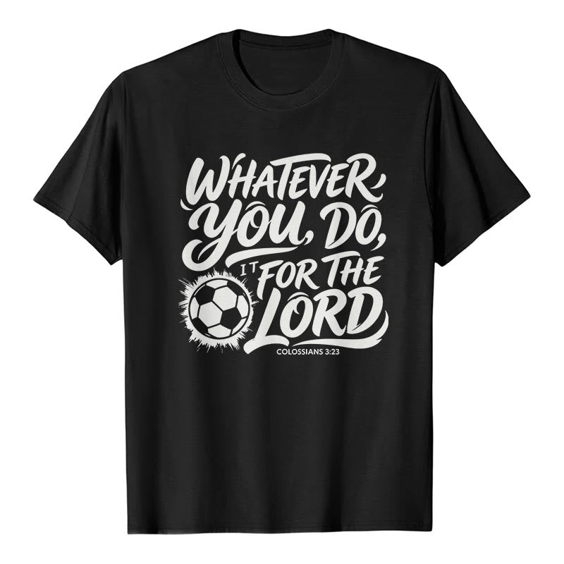 Christianartworkshop Quoi que tu fasses, fais-le pour le Seigneur - T-shirt premium avec verset de football - Noir - 2XL - image 8