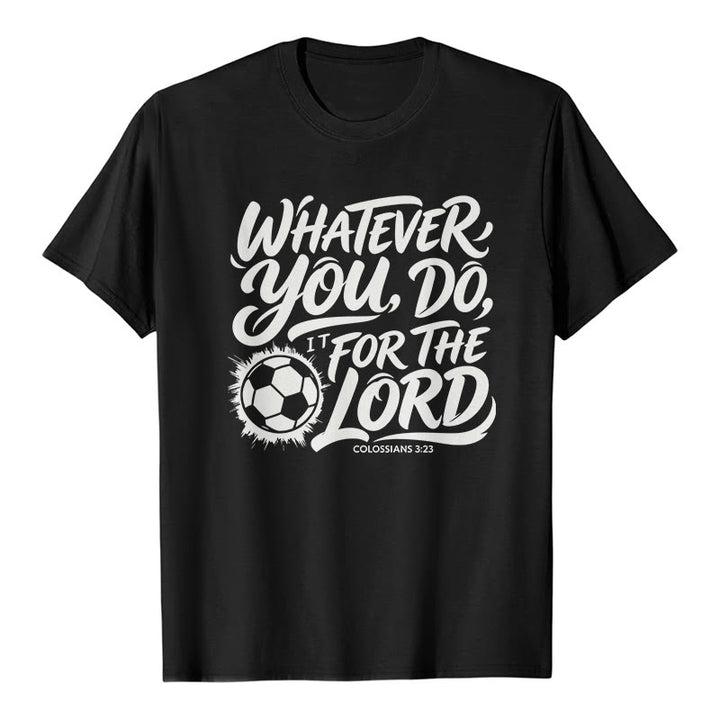 Christianartworkshop Quoi que tu fasses, fais-le pour le Seigneur - T-shirt premium avec verset de football - Noir - 2XL - image 8