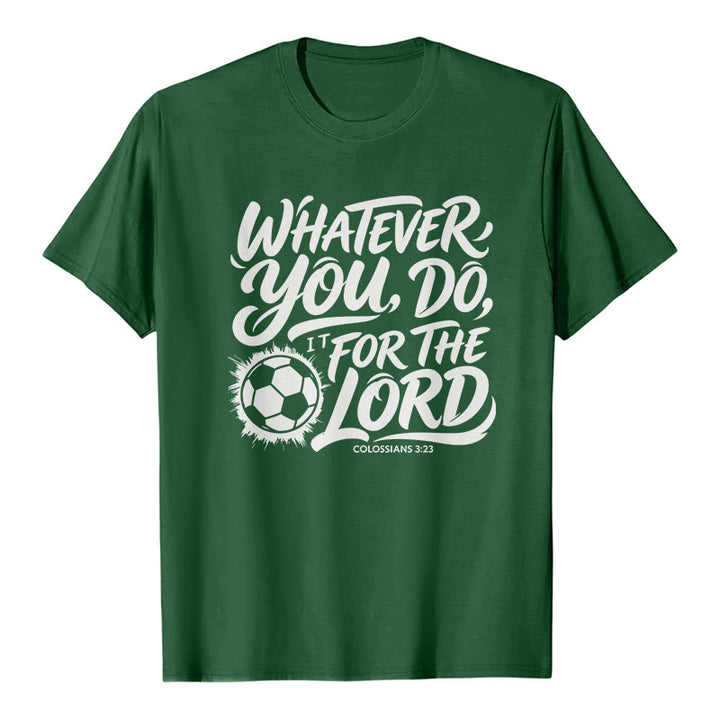 Christianartworkshop Quoi que tu fasses, fais-le pour le Seigneur - T-shirt premium avec verset de football - Vert foncé - 2XL - image 4