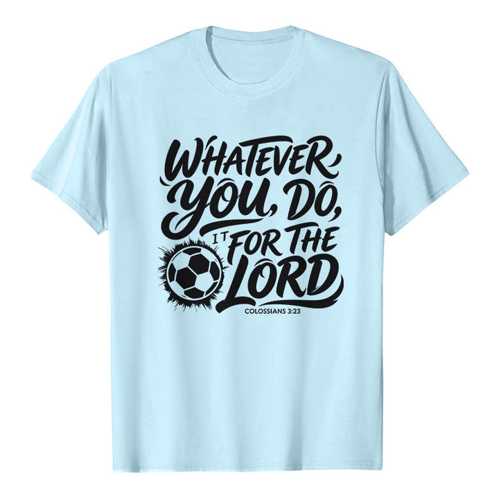 Christianartworkshop Quoi que tu fasses, fais-le pour le Seigneur - T-shirt premium avec verset de football - Bleu - 2XL - image 5