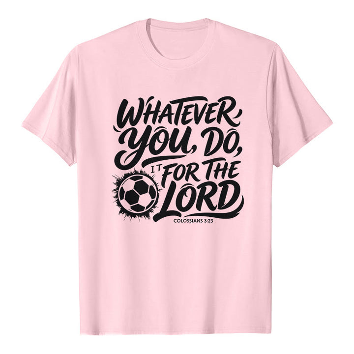 Christianartworkshop Quoi que tu fasses, fais-le pour le Seigneur - T-shirt premium avec verset de football - Rose - 2XL - image 1