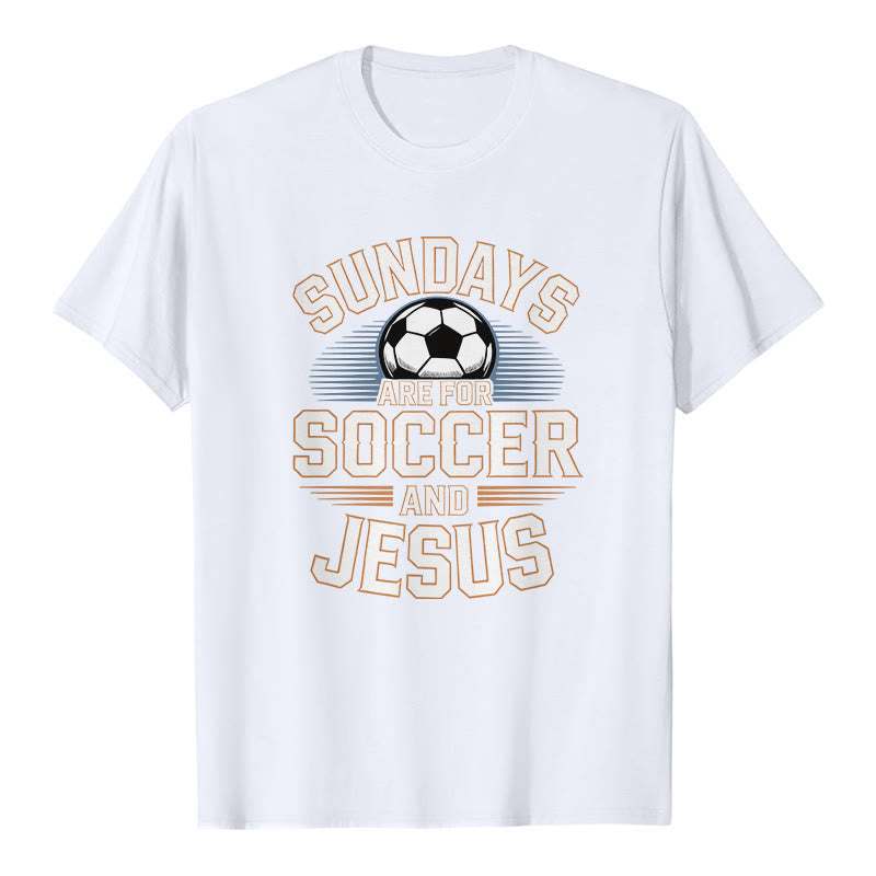 Christianartworkshop T-shirt premium « Le dimanche, c'est foot et Jésus » - Football et Foi - Blanc - 2XL - image 1