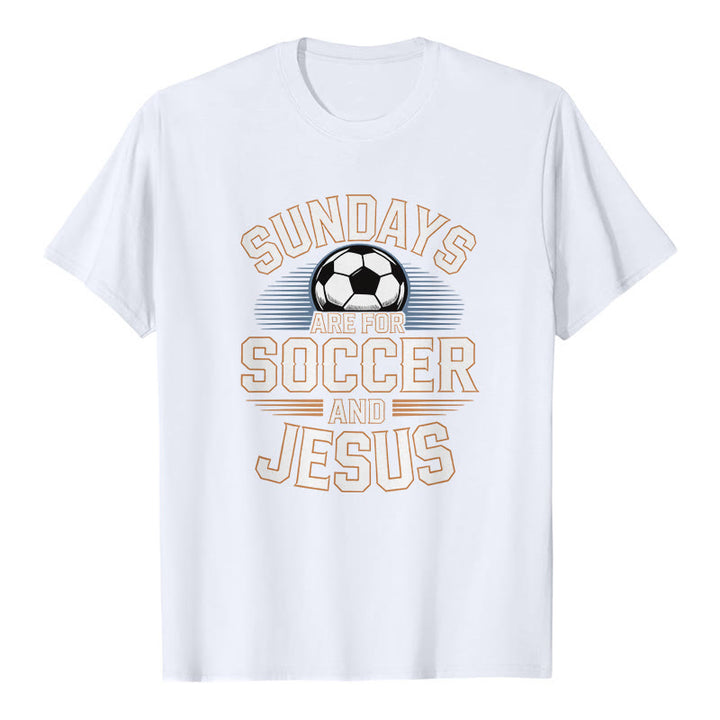 Christianartworkshop T-shirt premium « Le dimanche, c'est foot et Jésus » - Football et Foi - Blanc - 2XL - image 1