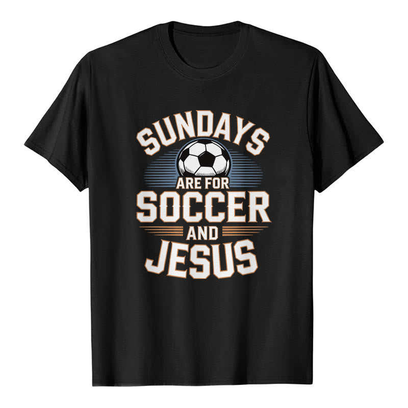 Christianartworkshop T-shirt premium « Le dimanche, c'est foot et Jésus » - Football et Foi - Noir - 2XL - image 0