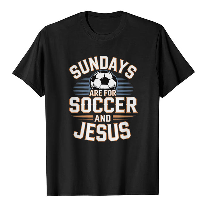 Christianartworkshop T-shirt premium « Le dimanche, c'est foot et Jésus » - Football et Foi - Noir - 2XL - image 0