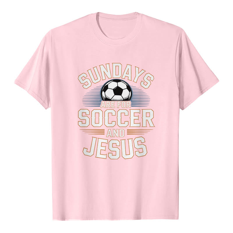 Christianartworkshop T-shirt premium « Le dimanche, c'est foot et Jésus » - Football et Foi - Rose - 2XL - image 2